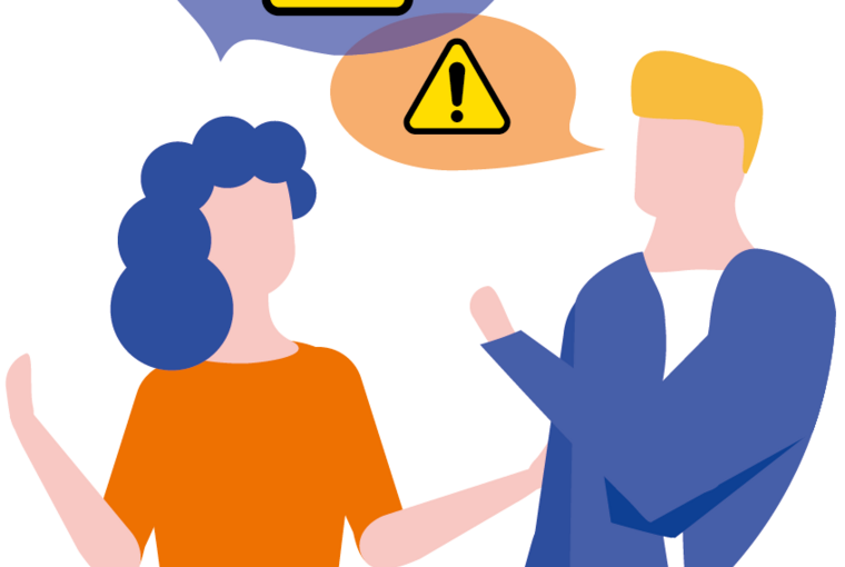 Zwei Menschen informieren sich gegenseitig zu einer Gefahr