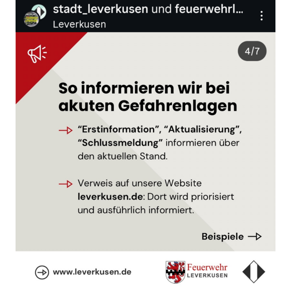 Beispiel-Mitteilung bei einer extremen Gefahr.