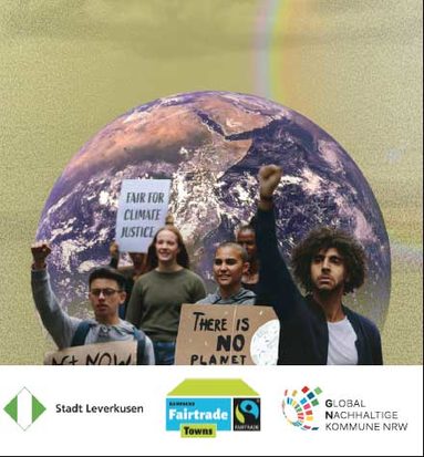 Plakat mit Menschen und Globus