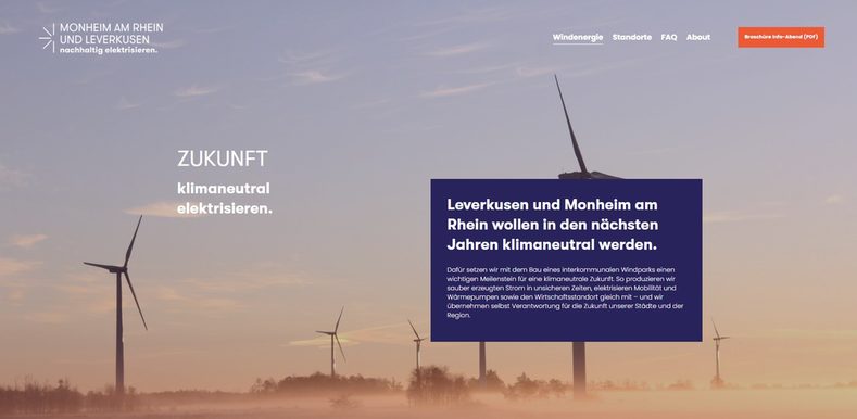 Screenshot der Website Nachhaltig elektrisieren
