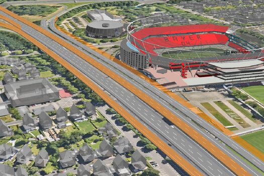 Bildausschnitt aus der 3D-Simulation zum geplanten Autobahn-Ausbau