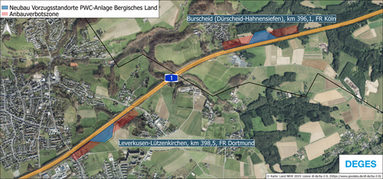 Luftbild Vorzugsstandorte PWC-Anlage Bergisches Land/Bild:DEGES