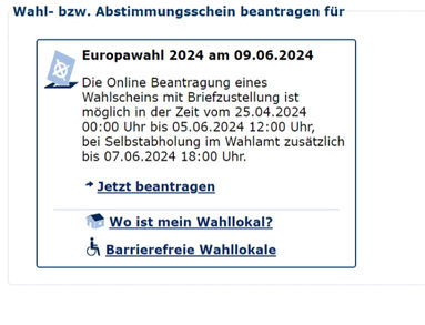 Screenshot Plattform Briefwahl-Antrag online