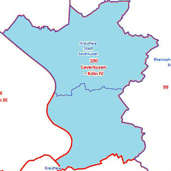 Kartenausschnitt Wahlkreis 100 Leverkusen-Köln IV