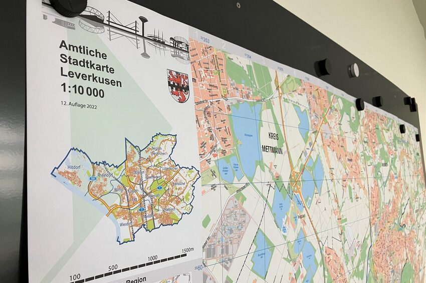 Ausschnitt einer Stadtkarte Leverkusens