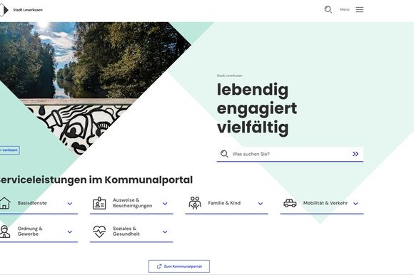 Screenshot der Startseite von Leverkusen.de