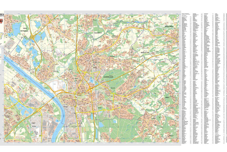 Übersicht Stadtplan Leverkusen