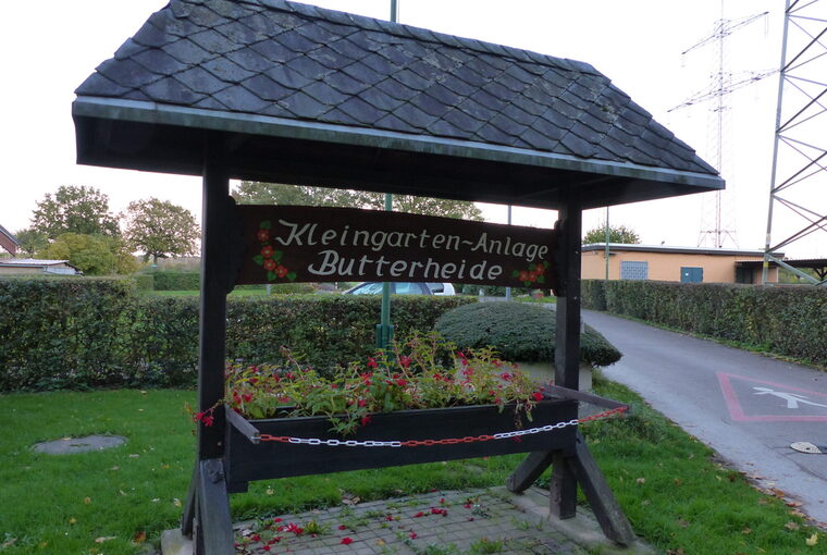 Eingangsschild der Kleingarten-Anlage "Butterheide"